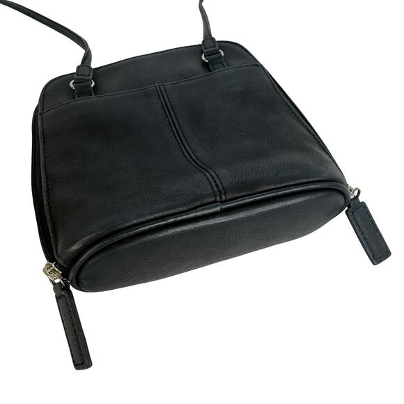 Fossil Black Leather Crossbody Purse – Small Zip Organizer Shoulder Bag - Picture 10 of 16